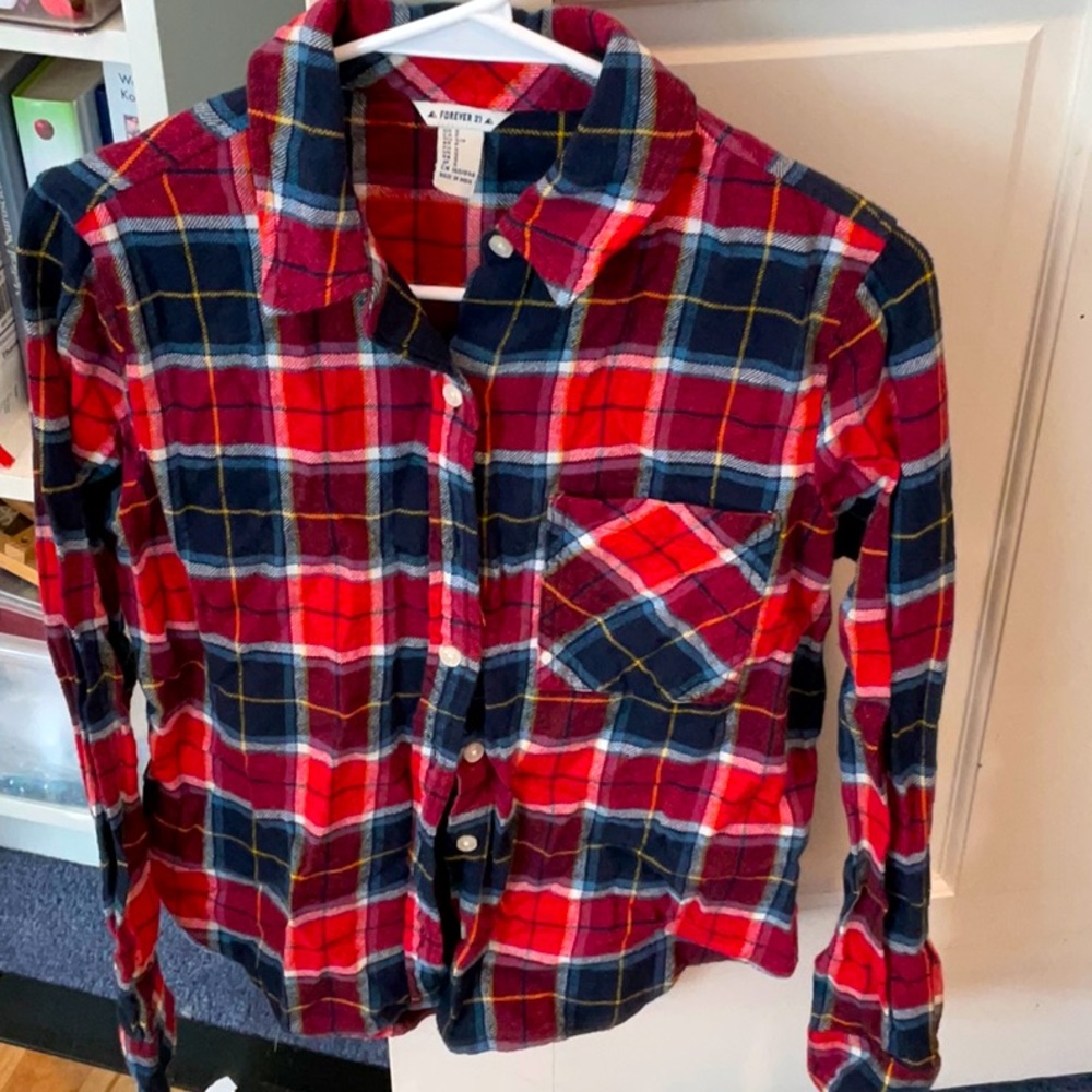 Forever 21 red and blue plaid top, button down size small.